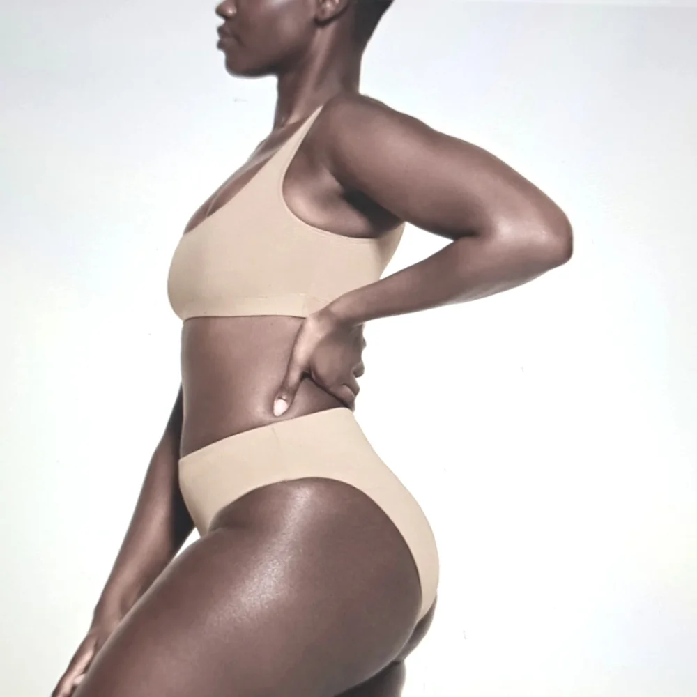 SKIMS Beige Scoop Bikini Top and High-Cut Bottoms